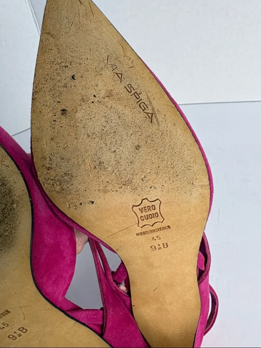 Via Spiga Women’s Fuchsia Suede Pointed-Toe Slingback Heels